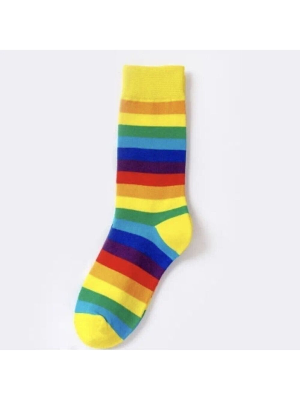 🌈 Socks-- In happy yellow + vivid rainbow stripes
